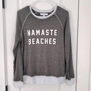 Spiritual Gangster Gray Namaste Beaches Boyfriend Longsleeve Shirt Size Medium